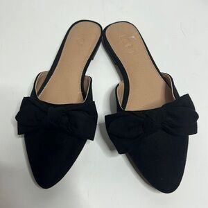 Loft Black Bow Slide On Open Back 7M